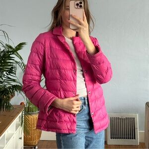 Calvin Klein Vibrant Pink Down Puffer Jacket with Zipper Pockets
